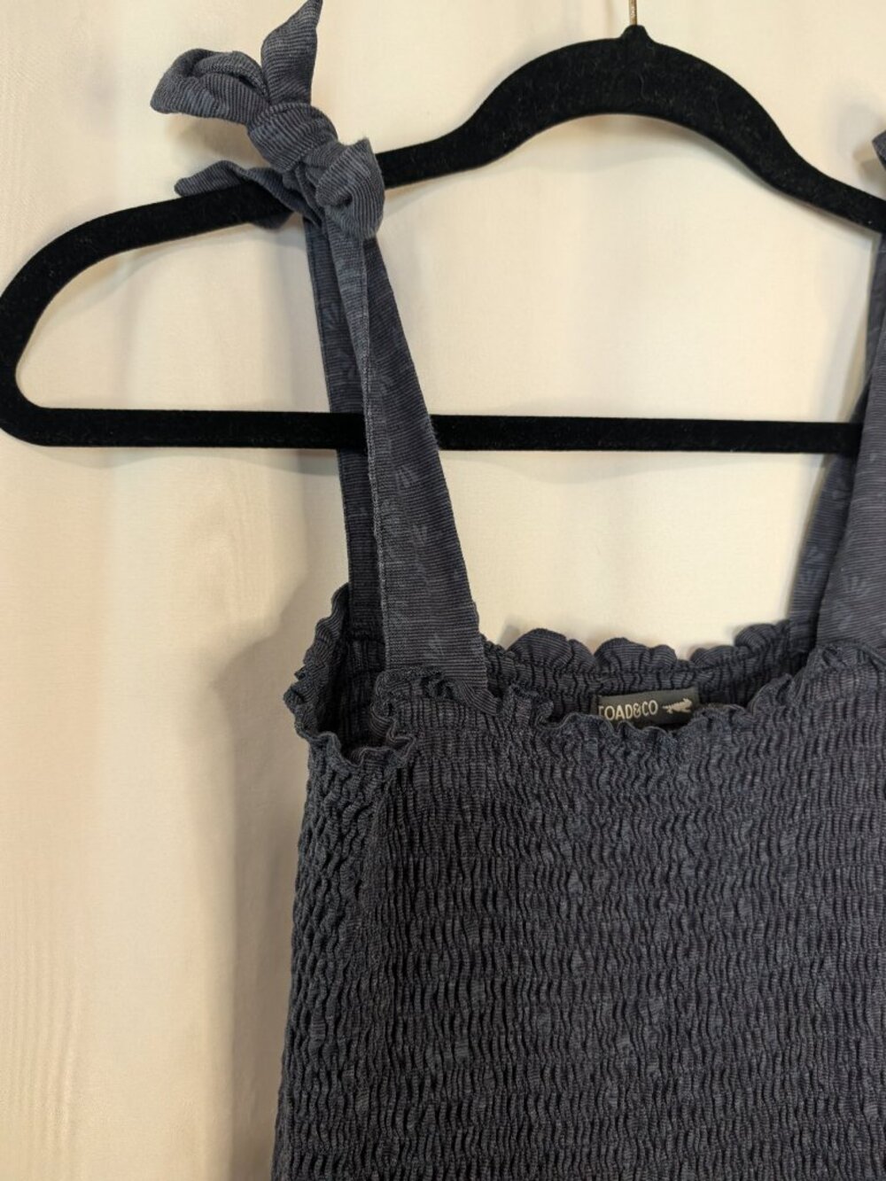 Toad&Co Gemina Sleeveless Smocked Wide Leg Tie Shoulder Jumpsuit Navy Small S - Picture 6 of 10
